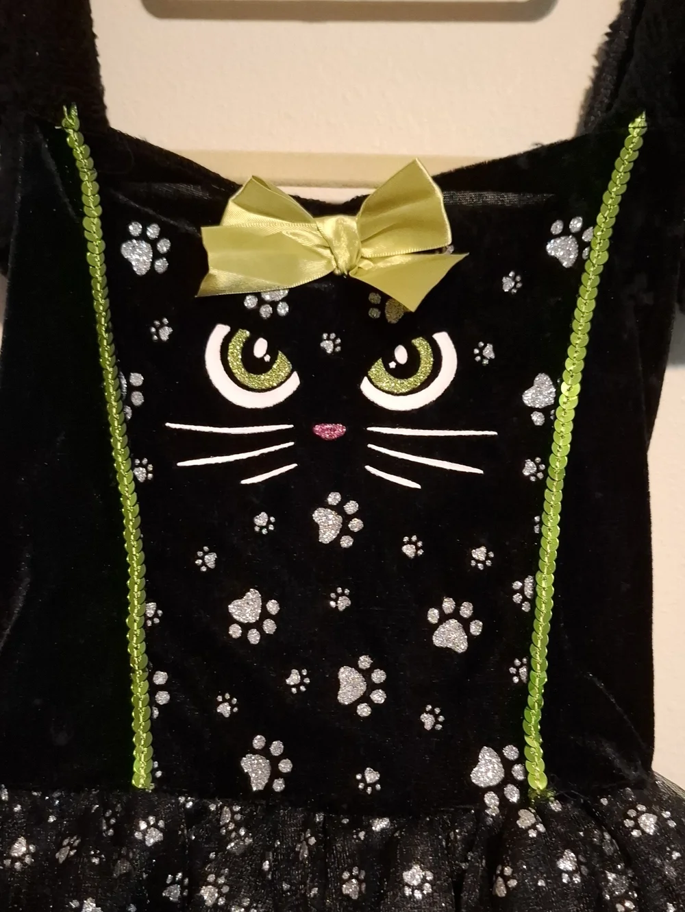 Black Cat Tutu Costume with Green Accents